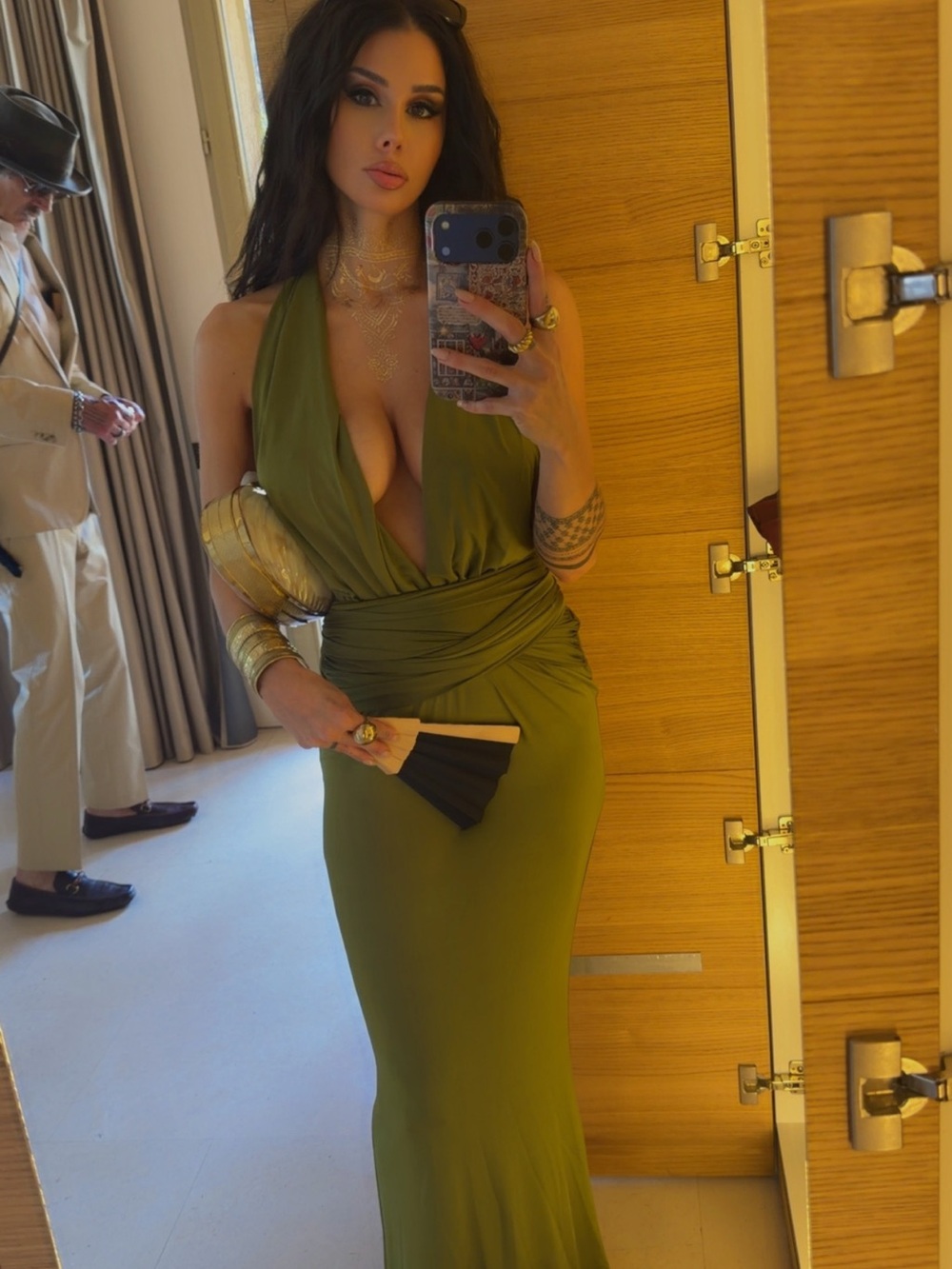 Lovers & Friends green halter maxi dress sz S